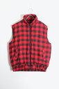 yÁzBRANDED LION (uh CI) 90'S BLOCK CHECK INSUALATION VEST 90N ubN `FbN CVCV xXg RED/BLACK [SIZE: L DEADSTOCK/NOS]