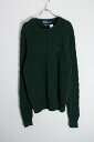 yÁzPOLO BY RALPH LAUREN (| oC t [) 90'S ONE POINT CABLE COTTON KNIT 90N  |Cg P[u Rbg jbg GREEN [SIZE: L USED]