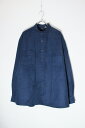 yÁzGEORGE (W[W) 90'S VIGAN SUEDE BAND COLLAR SHIRT 90N r[K XEF[h oh J[ Vc NAVY [SIZE: L USED]