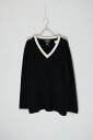 yÁzLAUREN RALPH LAUREN ([ t [) 90'S V-NECK COTTON KNIT SWEATER 90N V-lbN Rbg jbg Z[^[ BLACK/WHITE [SIZE: L USED]