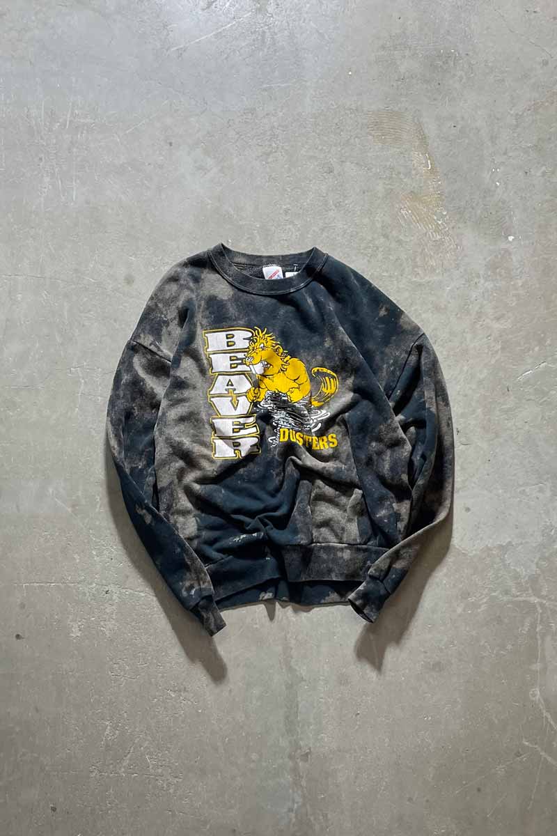 JERZEES (ジャージーズ) MADE IN USA 90'S BEAVER BLEACHED SWEATSHIRT USA製 90年代 ビーバー ブリーチ スウェットシャツ / BLACK 