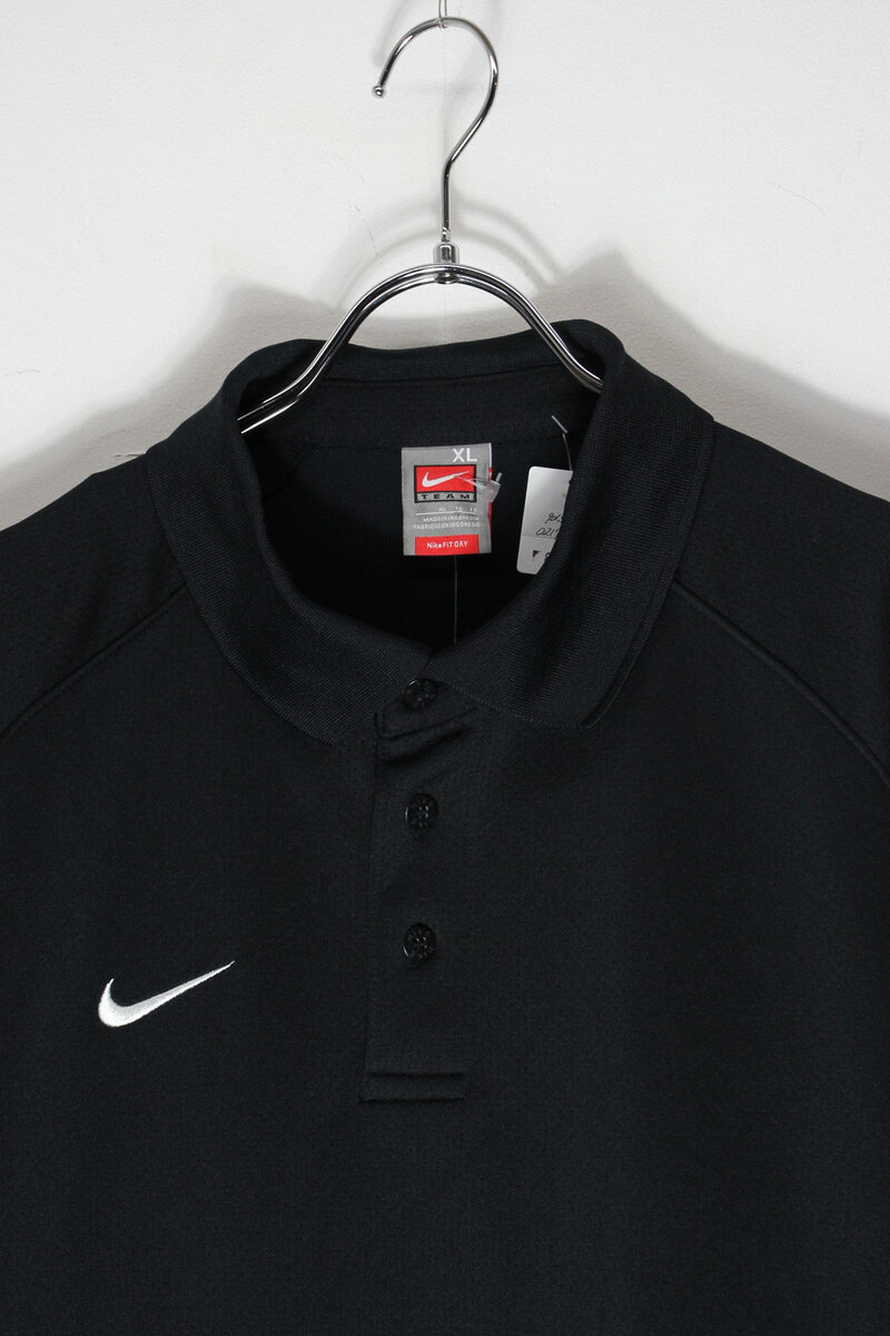 【中古】NIKE (ナイキ) 90'S L/S ONE POINT POLO SHIRT 90年代 長袖 ワンポイント ポロ シャツ BLACK [SIZE: XL DEADSTOCK/NOS]