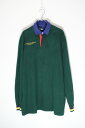 yÁzPOLO BY RALPH LAUREN (| oC t[) 90'S L/S RUGBY SHIRT 90N  Or[ Vc GREEN / NAVY [SIZE: L USED]