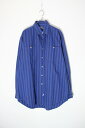 yÁzPOLO BY RALPH LAUREN (| oC t[) 90'S L/S STRIPE SHIRT 90N  XgCv Vc NAVY/BLUE [SIZE: M USED]