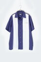 yÁzHABAND (noh) S/S OPEN COLLAR TWO-TONE SHIRT  I[vJ[ c[g[ Vc NAVY / WHITE [SIZE: XL USED]