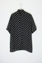 yÁzNO BRAND (m[ uh) 70'S S/S DOTS SHIRT 70N  hbg Vc BLACK / WHITE [SIZE: M USED]