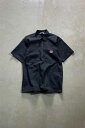 yÁzBEN DAVIS (x fCrX) MADE IN USA 90'S S/S ONE POINT LOGO HALF-ZIP SHIRT USA 90N   |Cg S n[t Wbv Vc BLACK [SIZE: M USED]