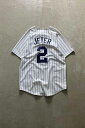 yÁzMAJESTIC (}WFXeBbN) 90'S S/S NY YANKEES 2 JETER BASEBALL GAME SHIRT 90N  j[[N L[X 2 W[^[ x[X{[ Q[ Vc WHITE [SIZE: L USED]