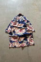 yÁzPOLO BY RALPH LAUREN (| oC t [) MADE IN USA 90'S S/S FLOWER PATTERN SHIRT USA 90N  t[[ p^[ Vc NAVY/PINK [SIZE: S USED]