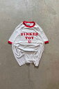 yÁzHANES (wCY) MADE IN USA 90'S TINKERTOY ADVERTISING RINGER T-SHIRT USA L K[ eB[Vc WHITE [SIZE: L USED]