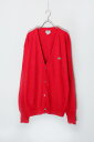 yÁzIZOD LACOSTE (AC]bh RXe) MADE IN USA 90'S ONE POINT ACRYLIC KNIT CARDIGAN USA 90N  |Cg AN jbg J[fBK RED [SIZE: XL USED]