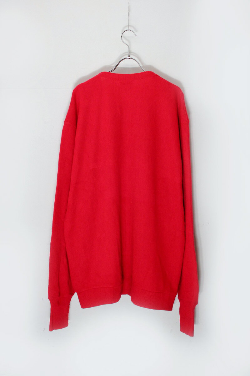 【中古】IZOD LACOSTE (アイゾッド ラコステ) MADE IN USA 90'S ONE POINT ACRYLIC KNIT CARDIGAN USA製 90年代 ワン ポイント アクリル ニット カーディガン RED [SIZE: XL USED]