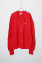 yÁzIZOD LACOSTE (AC]bh RXe) MADE IN USA 90'S ONE POINT ACRYLIC KNIT CARDIGAN USA 90N  |Cg AN jbg J[fBK RED [SIZE: XL USED]