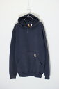 yÁzCARHARTT (J[n[g) PULLOVER SLEEVE PRINT SWEAT HOODIE vI[o[ X[u vg XEFbg t[fB[ NAVY [SIZE: M USED]