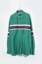 yÁzWRANGLER (O[) 90'S L/S BORDER BD SHIRT 90N  {[_[ {^_E Vc GREEN [SIZE: XL USED]