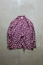 yÁzMERIDIAN (fBA) 90'S L/S PATTERN SILK SHIRT 90N  p^[ VN Vc PURPLE [SIZE: L USED]