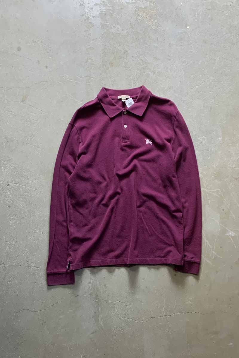 【中古】BURBERRY (バーバリー) L/S POLO SHIRT 長袖 ポロ シャツ WINE RED [SIZE: L USED](4)