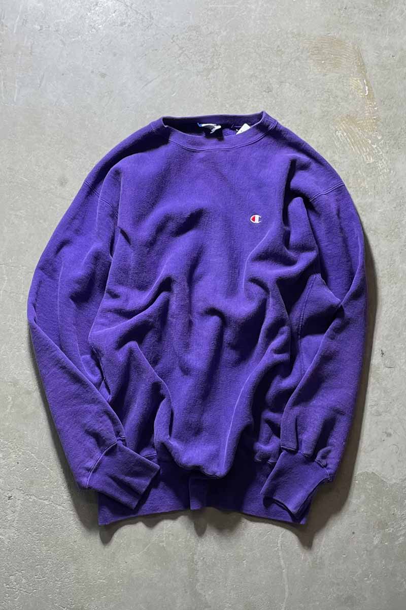 【中古】CHAMPION (チャンピオン) MADE IN USA 90'S REVERSE WEAVE ONE POINT SWEAT SHIRT USA製 90年代 リバースウィーブ ワンポイント スウェットシャツ / PURPLE [SIZE: 2XL USED]