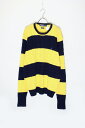 yÁzPOLO BY RALPH LAUREN ( |oCt[ ) 90'S CABLE BORDER COTTON KNIT SWEATER / YELLOW / NAVY 90N P[u {[_[ Rbg jbg Z[^[ / YELLOW / NAVY [SIZE: L USED]