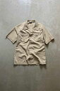 yÁzLEE ([) MADE IN USA 70'S S/S OPEN COLLAR SHIRT USA 70N  I[vJ[ Vc BEIGE [SIZE: M USED]