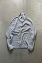 yÁzPOLO RALPH LAUREN (| t [) HALF ZIP BORDER COTTON KNIT SWEATER n[t Wbv {[_[ Rbg jbg Z[^[ / GRAY [SIZE: L USED]