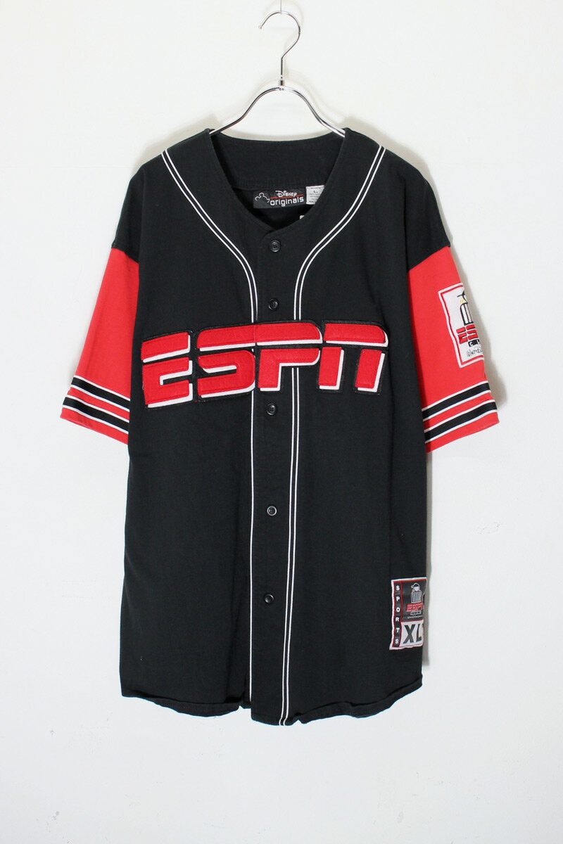 DISNEY ORIGINALS (ディズニー オリジナルズ) 90'S S/S ESPN BASEBALL GAME SHIRT 90年代 半袖 イーエスピーエヌ ベースボール ゲームシャツ BLACK / RED 