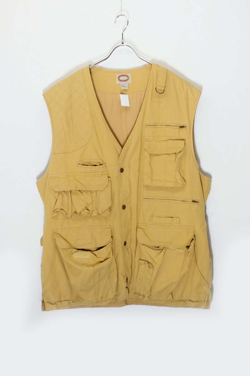 【中古】BANANA REPUBLIC (バナナ リパブリック) 90'S HUNTING COTTON VEST 90年代 ハンティング コットン ベスト CAMEL [SIZE: L USED]