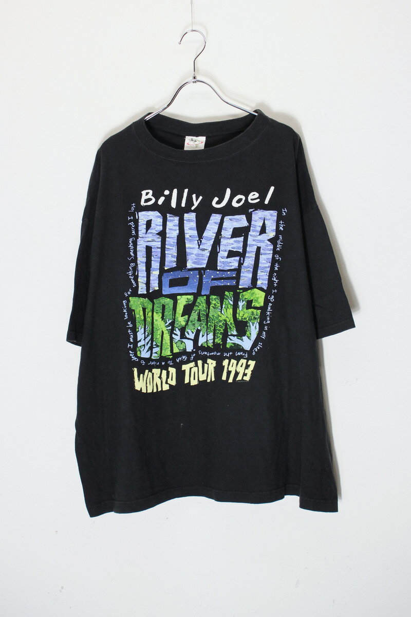 【中古】COTTON REPUBLIC (コットン リパブリック) 93 039 S S/S BILLY JOEL PRINT BAND TOUR T-SHIRT 93年代 半袖 ビリー ジョエル プリント バンド ツアー Tシャツ BLACK SIZE: XL USED