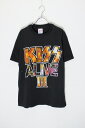 yÁzHANES (wCY) MADE IN USA 93'S KISS ALIVE III BAND T-SHIRT USA 93N LX ACu oh TVc BLACK [SIZE: L USED]