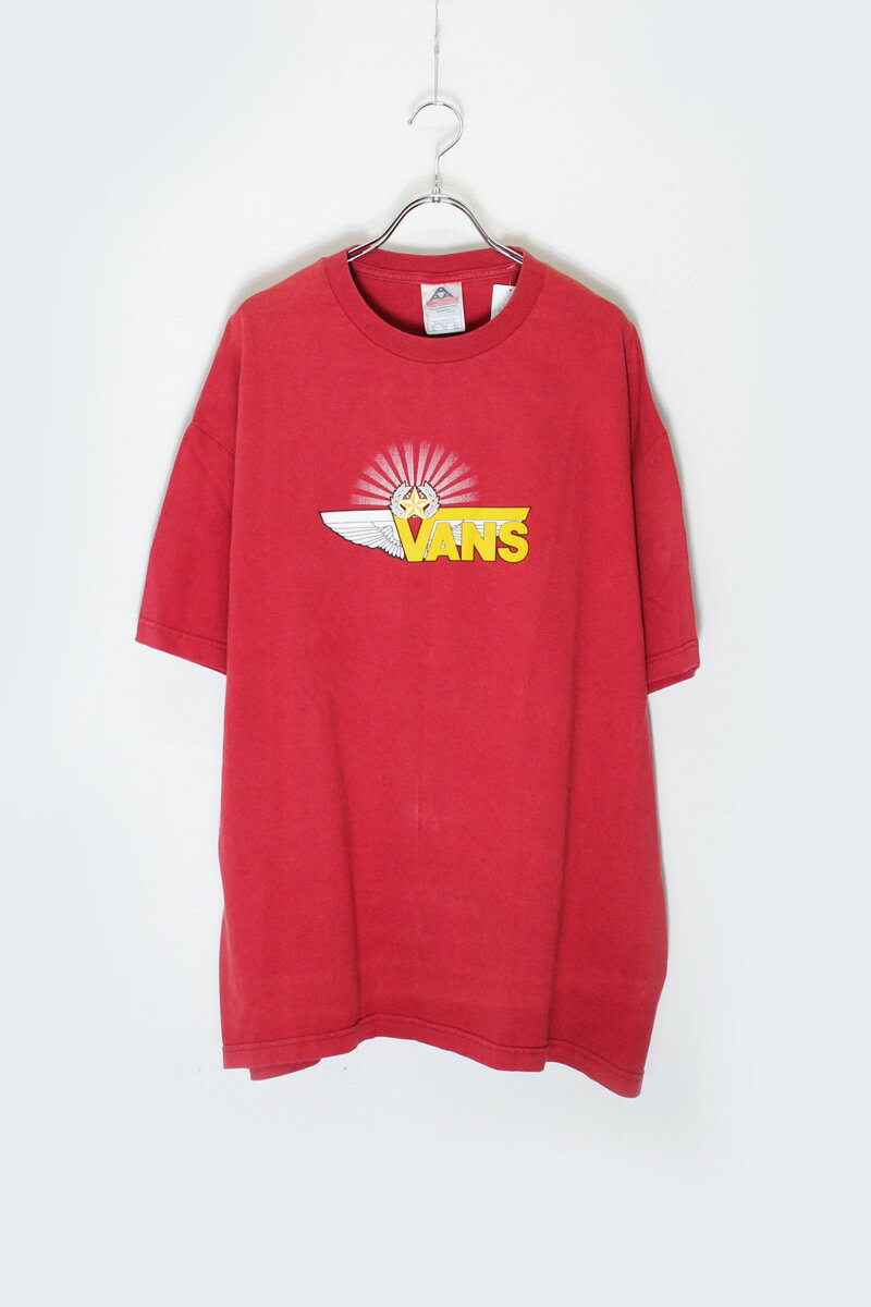 【中古】ALSTYLE APPAREL &ACTIVEWEAR (アルスタイル アパレルxアクティブウェア) MADE IN USA 90'S S/S VANS LOGO PRINT T-SHIRT USA製 90年代 半袖 バンズ ロゴ プリント Tシャツ RED [SIZE: XL USED]