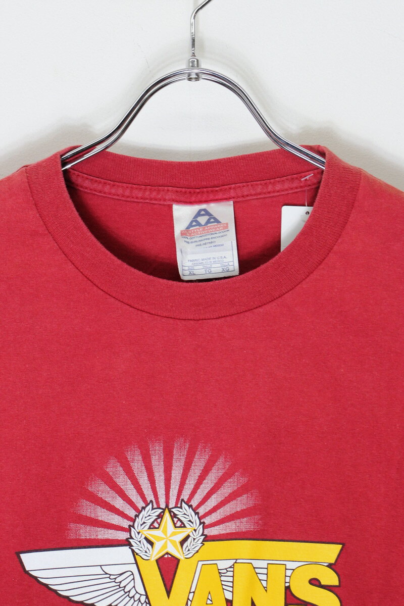 【中古】ALSTYLE APPAREL &ACTIVEWEAR (アルスタイル アパレルxアクティブウェア) MADE IN USA 90'S S/S VANS LOGO PRINT T-SHIRT USA製 90年代 半袖 バンズ ロゴ プリント Tシャツ RED [SIZE: XL USED]