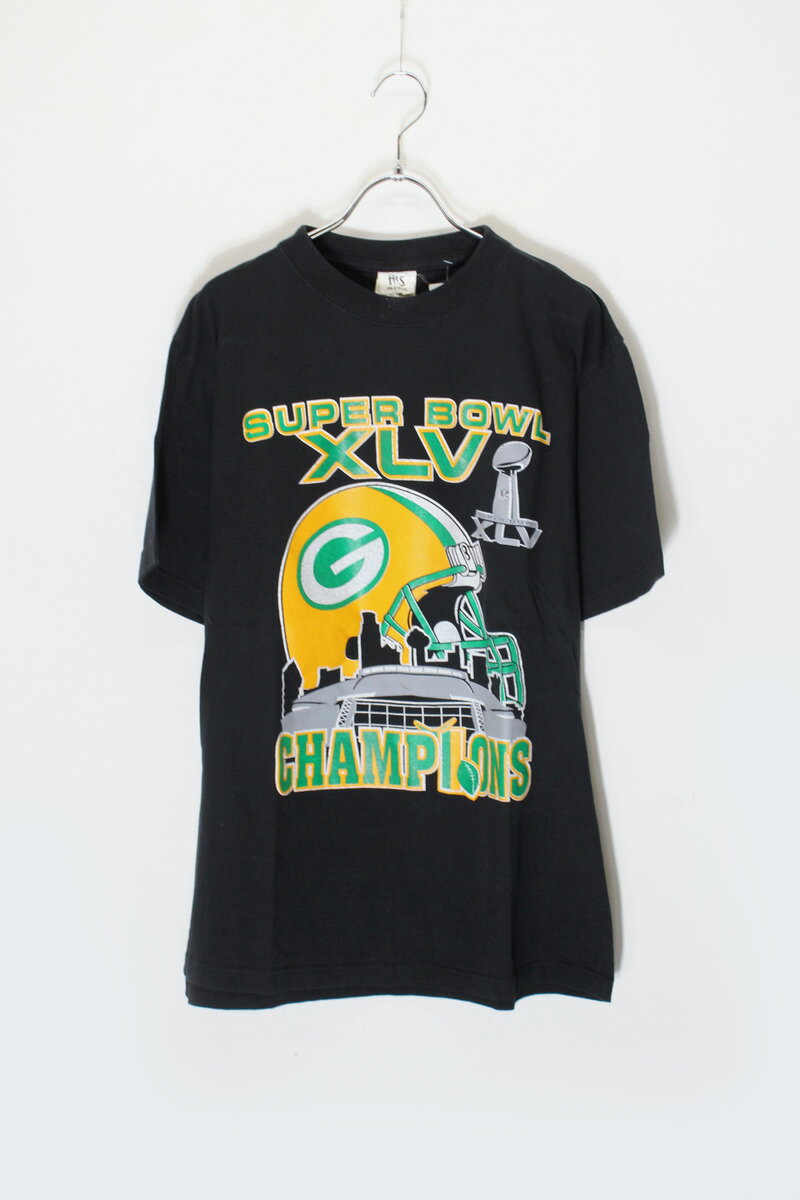 HIS (ヒス) MADE IN USA 90'S NFL GREEN BAY PACKERS SUPER BOWL CHAMPIONS T-SHIRT USA製 90年代 エヌエフエル グリーンベイパッカーズ スーパーボウル チャンピオンズ Tシャツ BLACK 