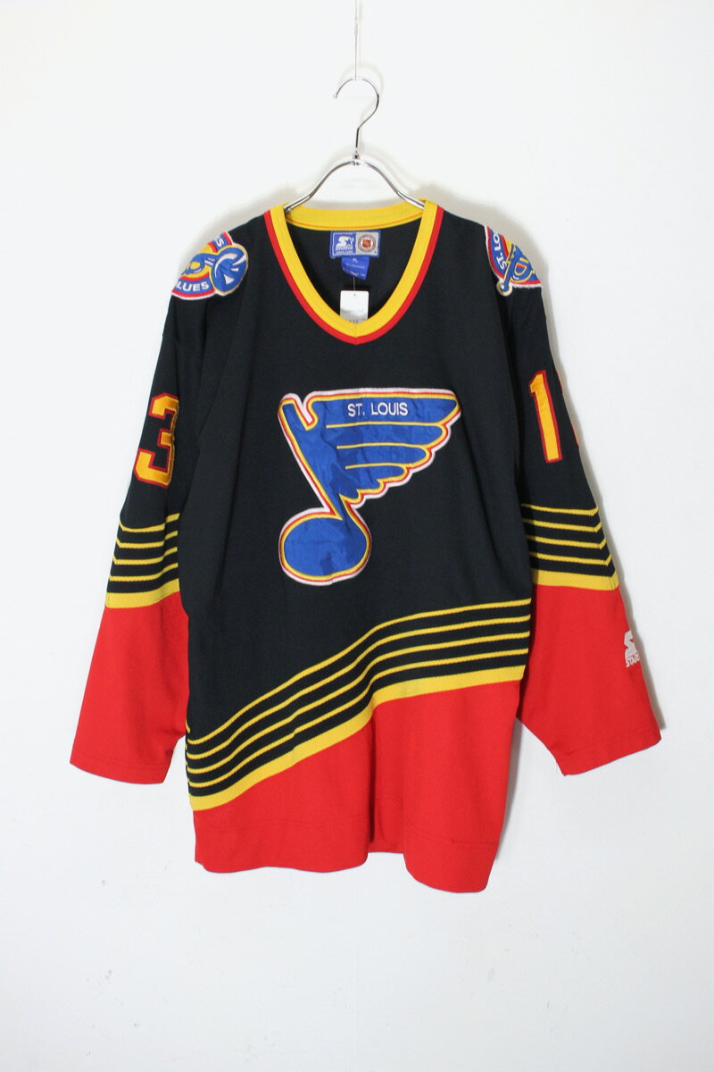 【中古】STARTER NHL (スターター エヌエイチエル) L/S ST.LOUIS BLUES GAME SHIRT 長袖 セントルイス ブルース ゲーム シャツ BLACK [..