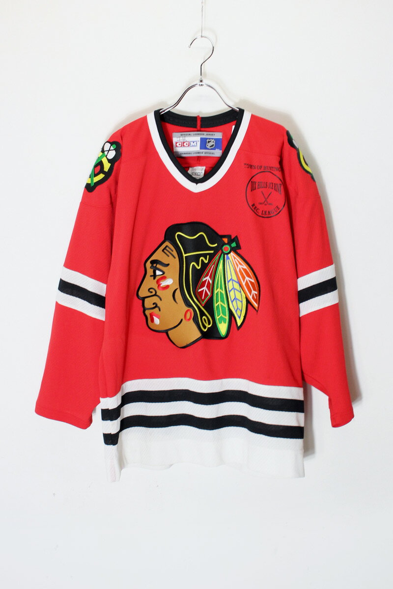 【中古】CCM/NHL (シーシーエム/エヌエイチエル) L/S CHICAGO BLACKHAWKS 32 PULLOVER GAME SHIRT 長袖 シカゴ ブラ…