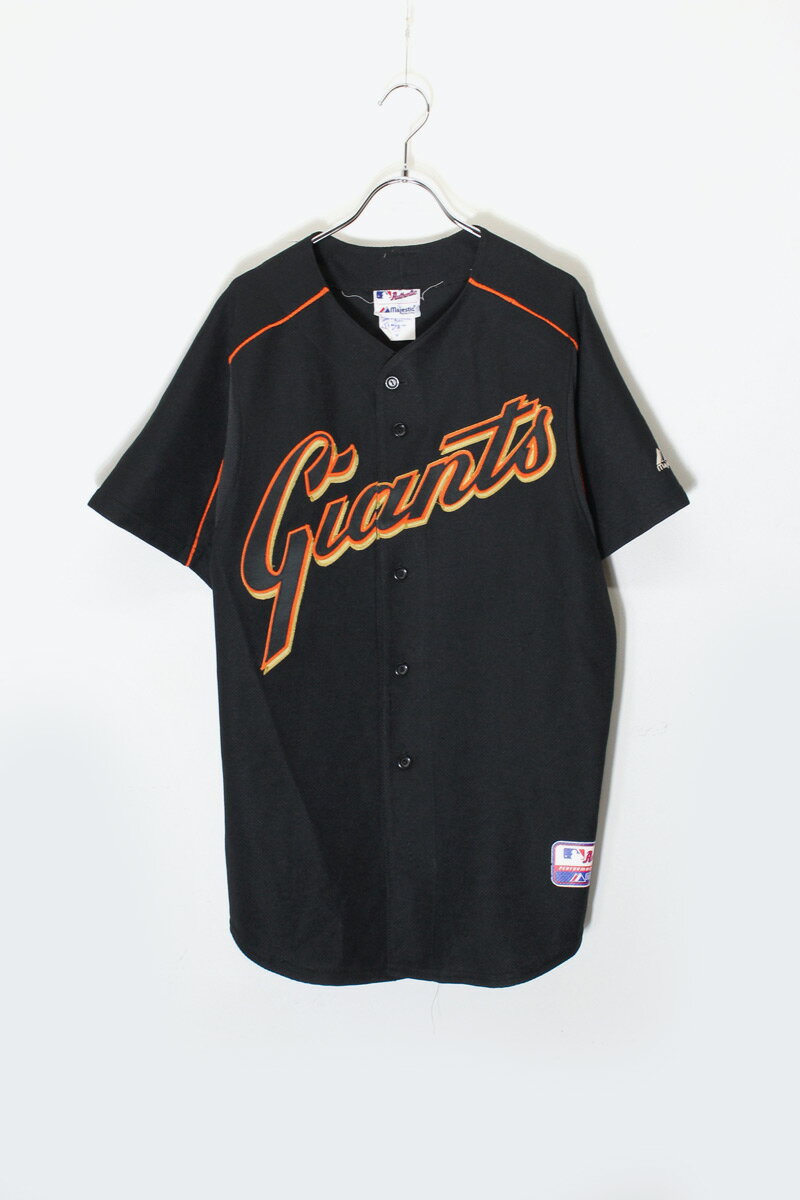 【中古】MAJESTIC (マジェスティック) MADE IN USA 90'S S/S BASEBALL SHIRT GIANTS 7 USA製 90年代 半袖 ベースボール シャツ ジャイアンツ 7 BLACK [SIZE: M USED] 1