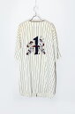 【中古】WARNER BROS (ワーナー ブラザーズ) 90'S S/S STRIPE BACK EMBROIDERY BASEBALL SHIRT 90年代 半袖 ストライプ バック 刺繍 ベースボール シャツ WHITE [SIZE: L USED]