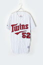 【中古】MAJESTIC (マジェスティック) MLB MINNESOTA TWINS 52 S/S BASEBALL SHIRT エムエルビー ミネソタ ツインズ 52 半袖 ベースボール シャツ PIN STRIPE [SIZE: M DEADSTOCK/NOS]