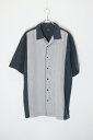 yÁzALFANI (At@j) 90'S S/S LINE CUBA SHIRT 90N  C L[o Vc BLACK / GRAY [SIZE: L USED]