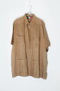 yÁzD'ACCORD (_bR[h) MADE IN MEXICO 90'S S/S LINEN CUBA SHIRT LVR 90N  l L[o Vc BROWN [SIZE: XL USED]