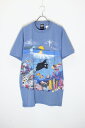 yÁzSHERRY'S (VF[Y) MADE IN USA 90'S S/S OCEAN PRINT T-SHIRT USA 90N  I[V vg TVc DUSTY BLUE [SIZE: L USED]