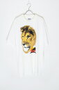 yÁzHANES (wCY) MADE IN USA 88'S S/S LION PRINT ANIMAL T-SHIRT USA 88N  CI vg Aj} TVc WHITE [SIZE: XL DEADSTOCK/NOS]