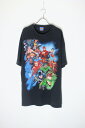 yÁzJUSTICE LEAGUE (WXeBX [O) MADE IN MEXICO 09'S THE AVENGERS PRINT CHARACTER T-SHIRT LVR 09N AxW[Y vg LN^[ TVc BLACK [SIZE: 2XL USED]