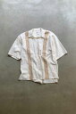 yÁzNO BRAND 90'S S/S OPEN COLLAR EMBROIDERY DESIGN LINEN SHIRT 90N V[gX[u I[vJ[ fUC l Vc WHITE [SIZE: XL USED]