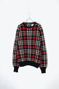 yÁzPOLO BY RALPH LAUREN ( |oCt[ ) 90'S CHECK WOOL KNIT SWEATER 90N `FbN E[ jbg Z[^[ BLACK / WHITE / RED [SIZE: L USED]