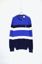 yÁzPOLO RALPH LAUREN (|t[) COTTON BORDER KNIT SWETER Rbg {[_[ jbg Z[^[ fbhXgbN / BLUE [SIZE: M DEADSTOCK / NOS]