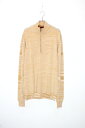 yÁzMISSONI ( ~b\[j ) MADE IN ITALY HALF-ZIP BORDER WOOL KNIT SWEATER C^A n[t Wbv {[_[ E[ jbg Z[^[ BEIGE [SIZE: M USED]