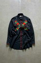 yÁzKARMAN (J}) 80'S L/S FLOWER EMBROIDERY WESTERN SHIRT 80N  t[ GuC_[ EGX^ Vc BLACK [SIZE: L USED]