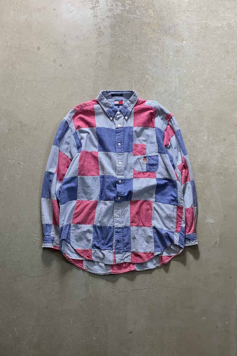 šTOMMY HILFIGER (ȥߡ ҥե) 90'S L/S B.D CRAZY CHECK PATTERN PATCH...