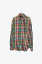 yÁzRALPH LAUREN (t[) 90'S L/S B.D CHECK SHIRT 90N OX[u {^_E `FbN Vc / GREEN [SIZE: L USED]