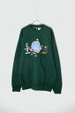 yÁzWARNER BROS ( [i[ uU[Y ) MADE IN USA 96'S CHARACTER PRINT SWEATSHIRT USA 96N LN^[ vg XEFbgVc GREEN [SIZE: XL USED]